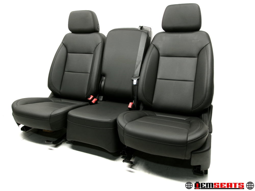 2019 - 2024 GMC Sierra Chevy Silverado Seats Black Vinyl 40/20/40 Split Bench #0624 | Picture # 1 | OEM Seats