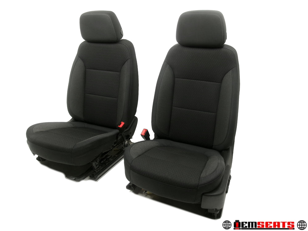 2019 - 2023 Chevy Silverado GMC Sierra Front Seats, Powered Black Cloth #1281 | Picture # 1 | OEM Seats