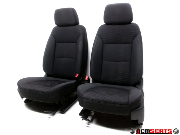 2019 - 2023 GMC Sierra Chevy Silverado Black Cloth Manual Front Seats #1279