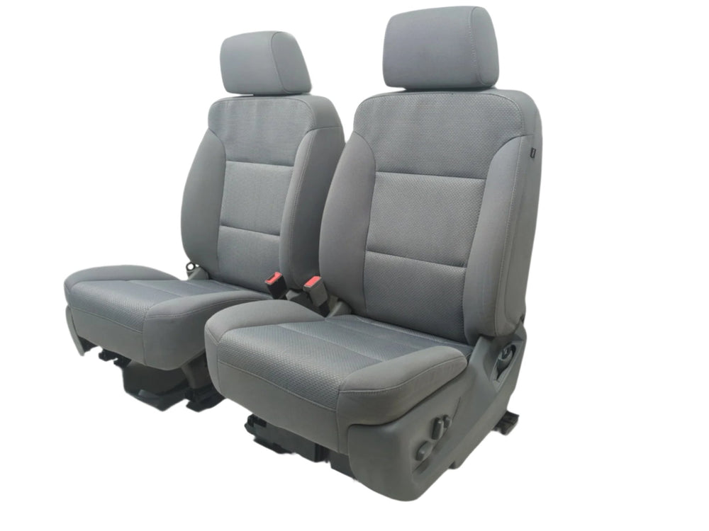 2014 - 2019 GMC Sierra Chevy Silverado Front Seats, Gray Cloth Powered #1335 | Picture # 1 | OEM Seats