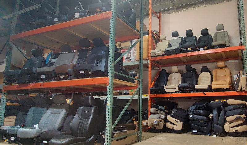 Our warehouse with seats on shelves