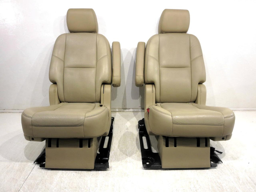2007 - 2014 Cadillac Escalade Chevy Tahoe Rear Bucket Seats Tan Leather #565i | Picture # 9 | OEM Seats