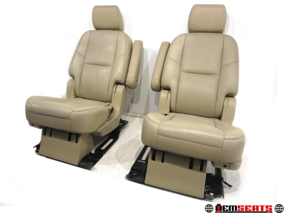 2007 - 2014 Cadillac Escalade Chevy Tahoe Rear Bucket Seats Tan Leather #565i | Picture # 1 | OEM Seats