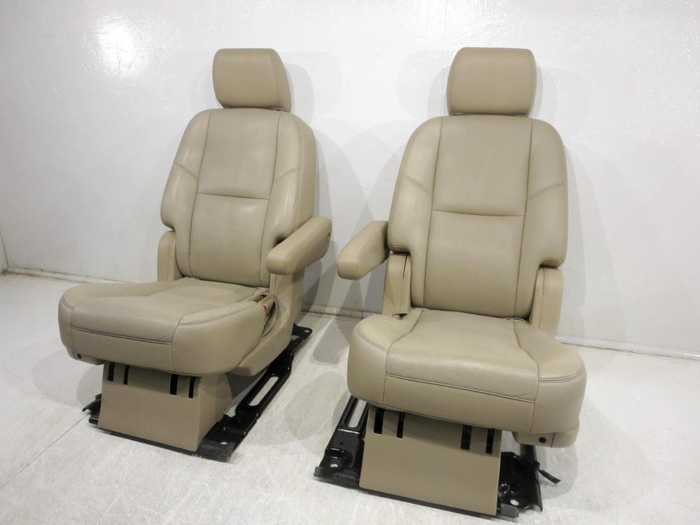 2007 - 2014 Cadillac Escalade Chevy Tahoe Rear Bucket Seats Tan Leather #565i | Picture # 10 | OEM Seats