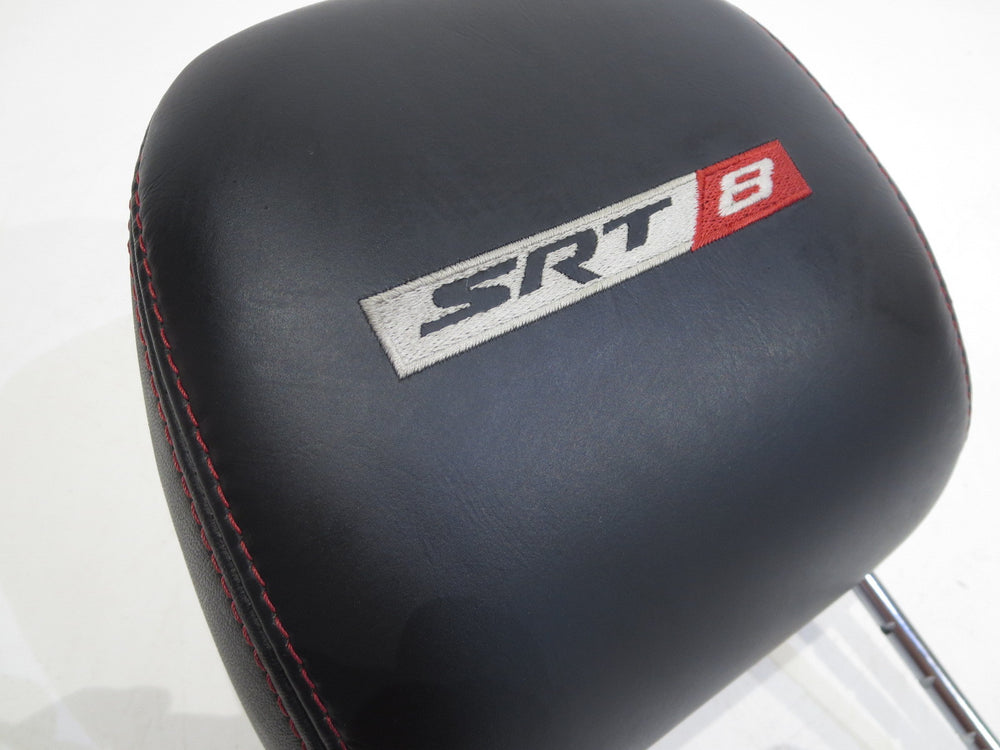 Headrest | Dodge SRT-8 | Leather | Dark Slate | Height Adjustable w/ SRT-8 Embroidery, Red Stitching | Picture # 3 | OEM Seats