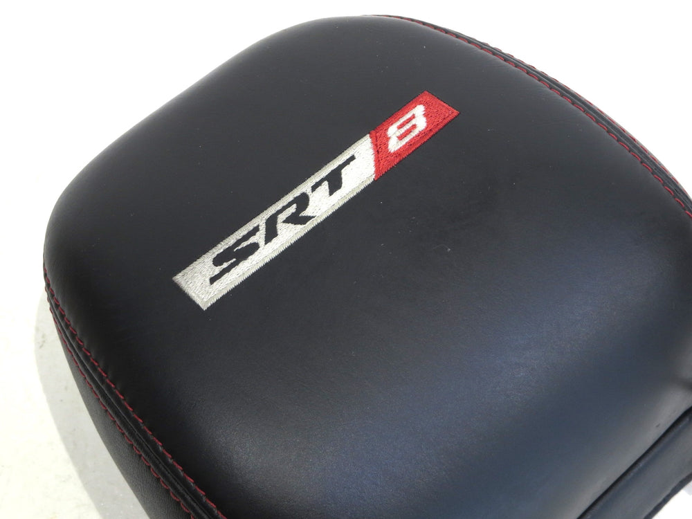 Headrest | Dodge SRT-8 | Leather | Dark Slate | Height Adjustable w/ SRT-8 Embroidery, Red Stitching | Picture # 6 | OEM Seats