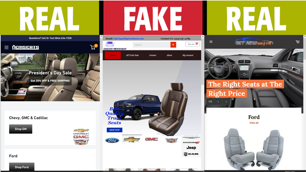 Caution: Fake Internet Sites Selling Seats & Other Parts