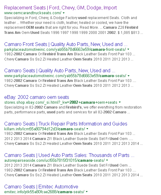 How to use Google Search for car & truck Seats