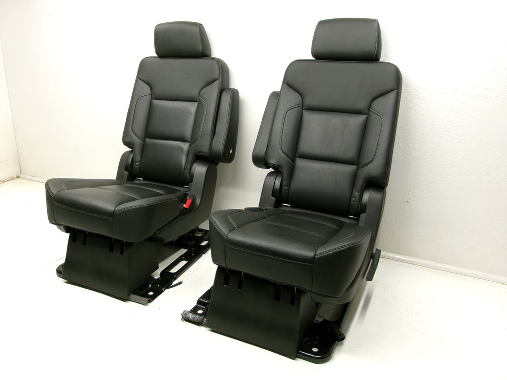 2015 - 2020 Yukon XL Chevy Suburban 2nd Row Bucket Rear Seats Black Leather #0626 | Picture # 3 | OEM Seats