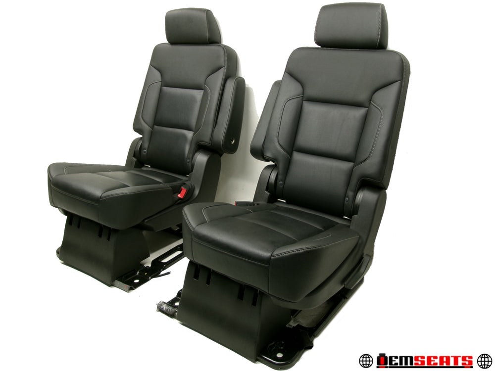 2015 - 2020 Yukon XL Chevy Suburban 2nd Row Bucket Rear Seats Black Leather #0626 | Picture # 1 | OEM Seats
