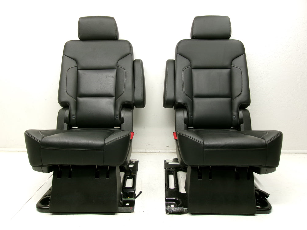 2015 - 2020 Yukon XL Chevy Suburban 2nd Row Bucket Rear Seats Black Leather #0626 | Picture # 4 | OEM Seats