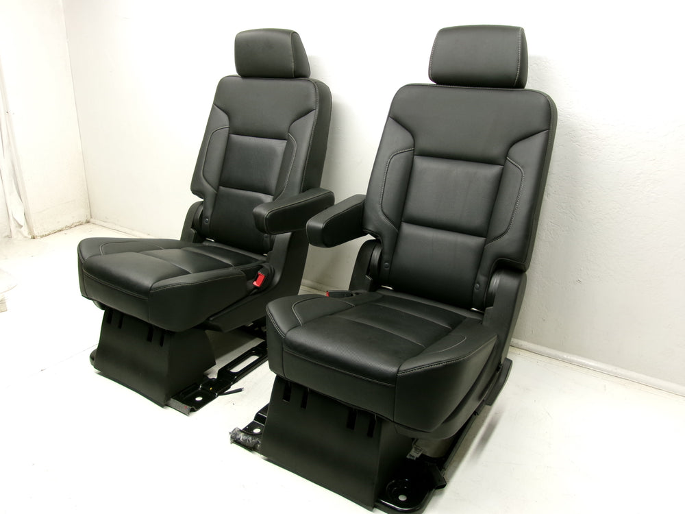 2015 - 2020 Yukon XL Chevy Suburban 2nd Row Bucket Rear Seats Black Leather #0626 | Picture # 9 | OEM Seats