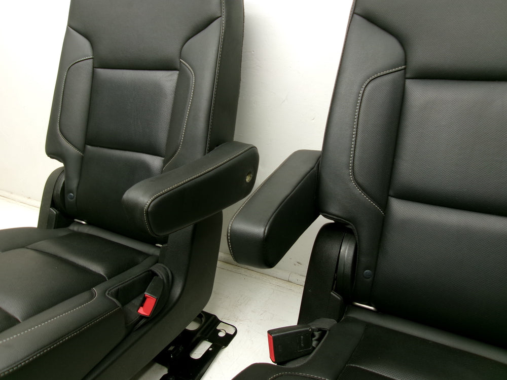 2015 - 2020 Yukon XL Chevy Suburban 2nd Row Bucket Rear Seats Black Leather #0626 | Picture # 10 | OEM Seats