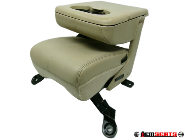 2008 - 2010 Ford Super Duty F250 Jump Seat Console Camel Tan Leather #1261