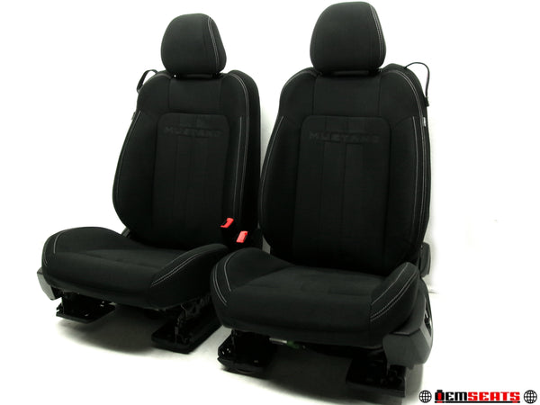 2015 - 2023 Ford Mustang Seats Coupe Black Cloth Powered #1262