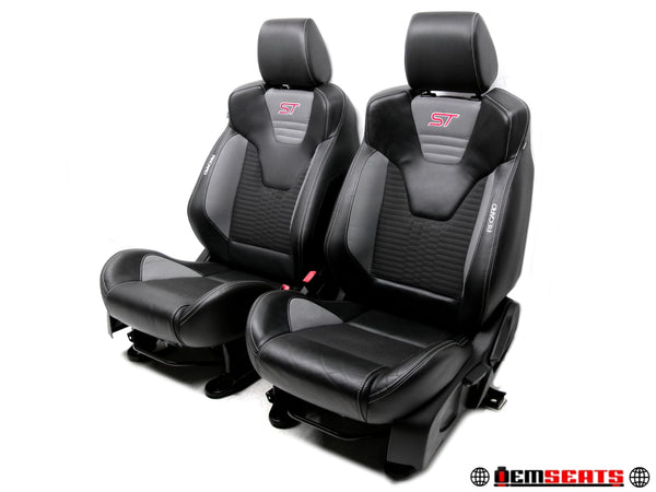 2012 - 2018 Ford Focus ST Recaro Seats MK3 Black Leather & Gray ST2 #1267