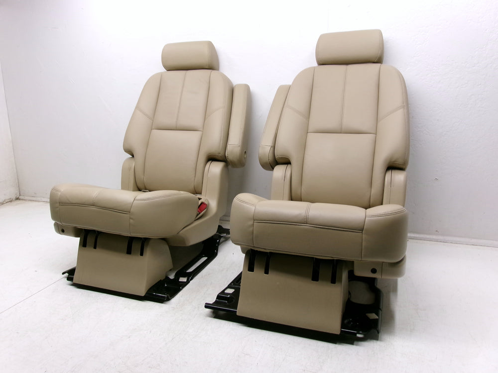 2007 - 2014 GMC Yukon Chevy Tahoe Rear Bucket Seats Tan Leather Manual #1265 | Picture # 3 | OEM Seats