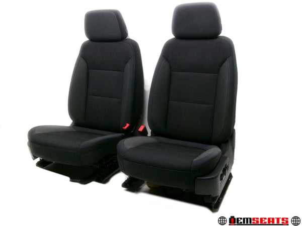 2014 - 2019 GMC Sierra Chevy Silverado Seats Black Cloth Powered #1270