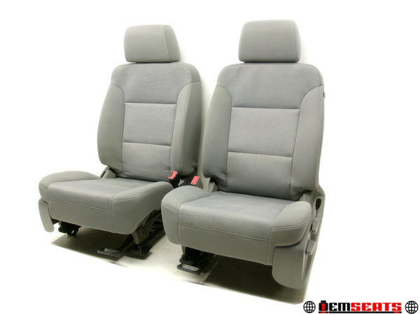 2014 - 2020 GMC Sierra Chevy Silverado Seats Gray Cloth Manual #1274