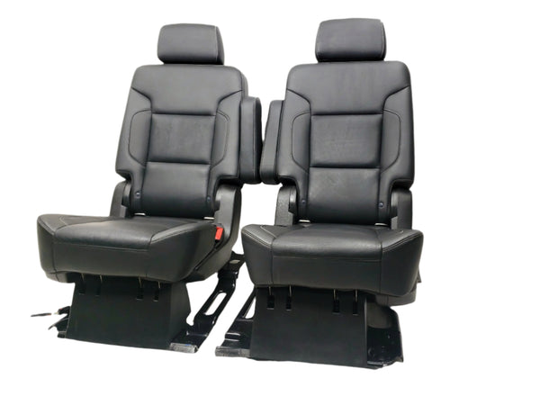 2015 - 2020 Chevy Tahoe GMC Yukon Second Row Bucket Seats, Black Leather #1063