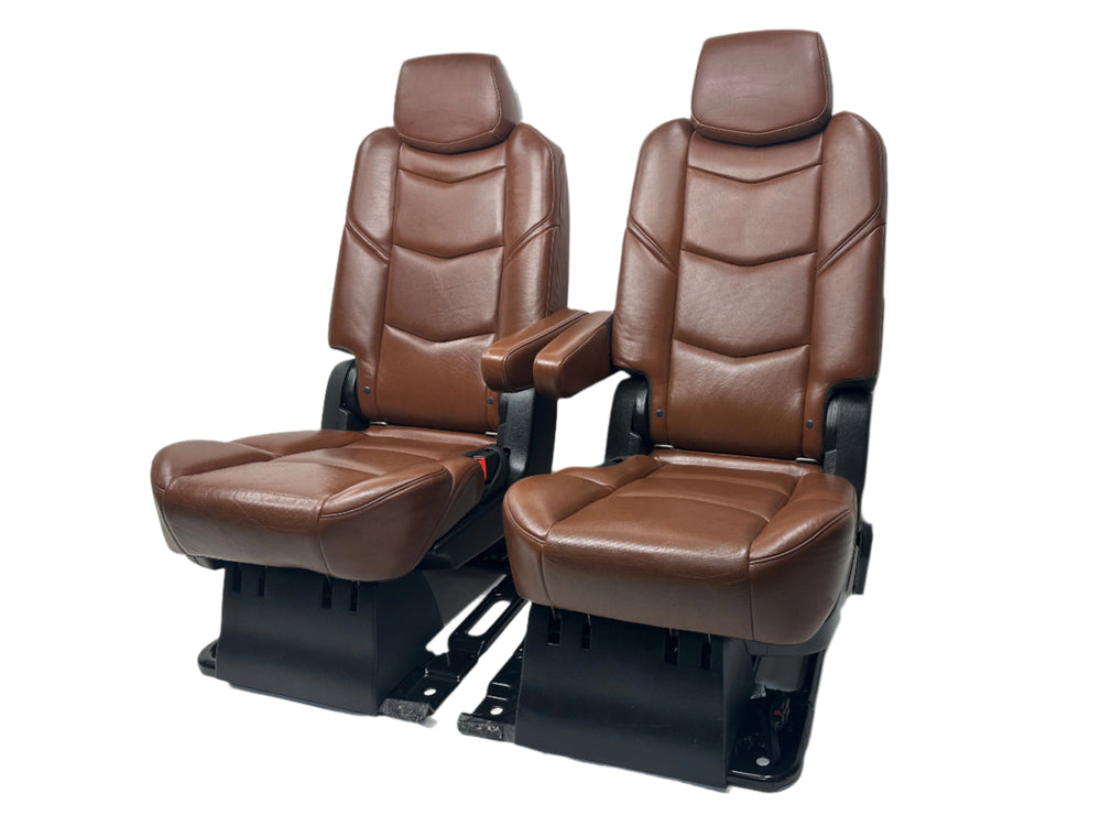 Cadillac Escalade ESV Bucket Seats, 2015 - 2020 Second Row, Brown Leather #1088 | Picture # 1 | OEM Seats