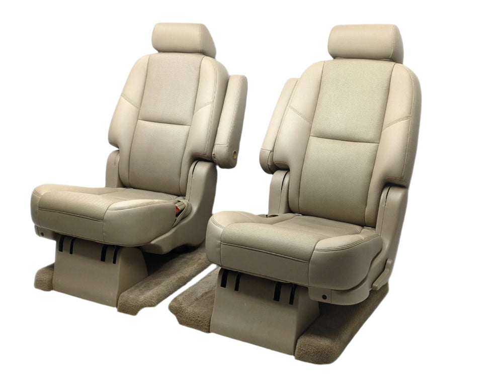 2007 - 2014 Chevy Suburban Yukon XL Rear Bucket Seats, Tan Leather, #1826 | Picture # 1 | OEM Seats