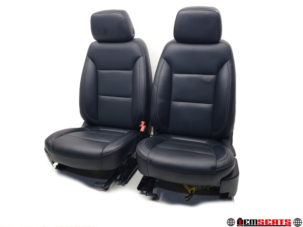 2019 - 2023 GMC Sierra Chevy Silverado Crew Cab Seats, Black Leather Vinyl Manual #1301 | Picture # 1 | OEM Seats