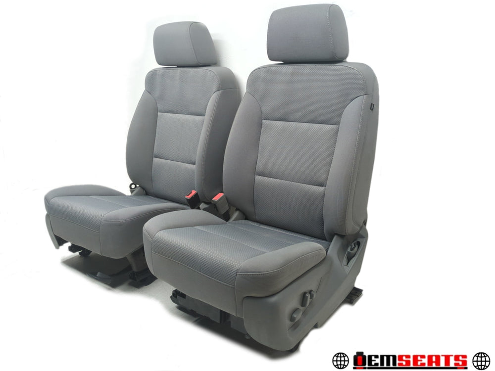 2014 - 2019 GMC Sierra Chevy Silverado Front Seats, Gray Cloth Powered #1335 | Picture # 1 | OEM Seats