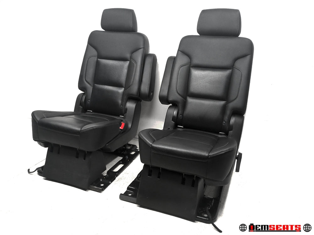2015 - 2020 Chevy GMC Yukon Suburban 2nd Row Bucket Seats, Black Leather #1329 | Picture # 1 | OEM Seats