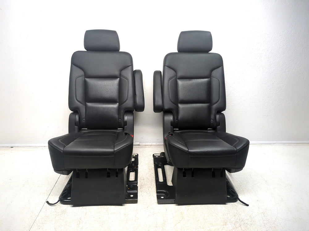 2015 - 2020 Chevy GMC Yukon Suburban 2nd Row Bucket Seats, Black Leather #1329 | Picture # 3 | OEM Seats