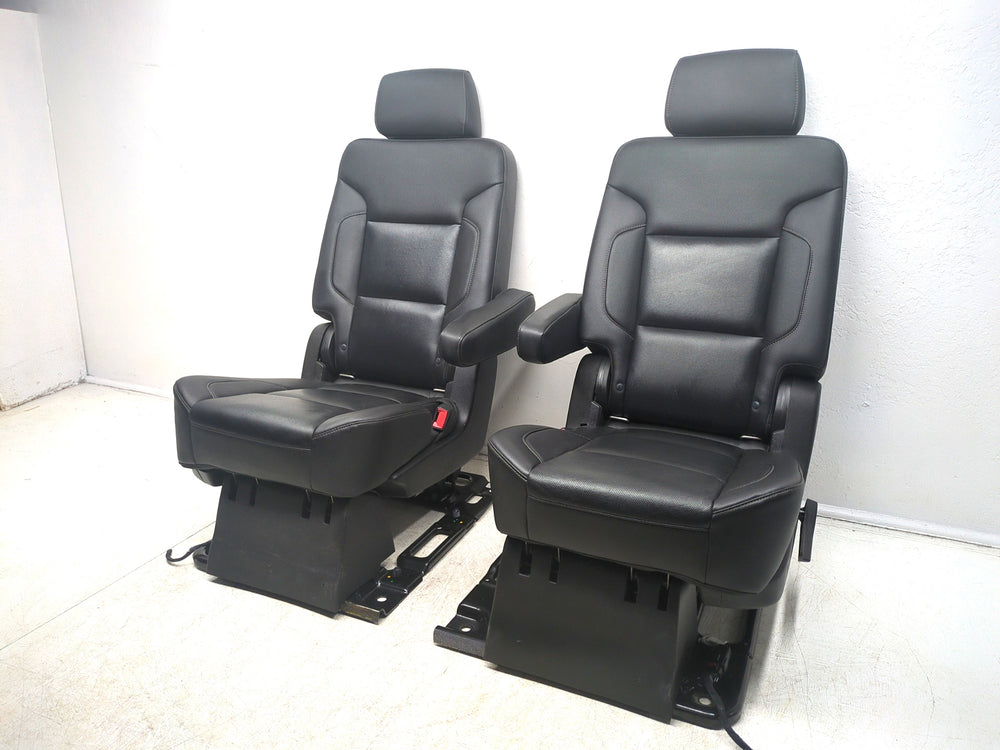 2015 - 2020 Chevy GMC Yukon Suburban 2nd Row Bucket Seats, Black Leather #1329 | Picture # 6 | OEM Seats