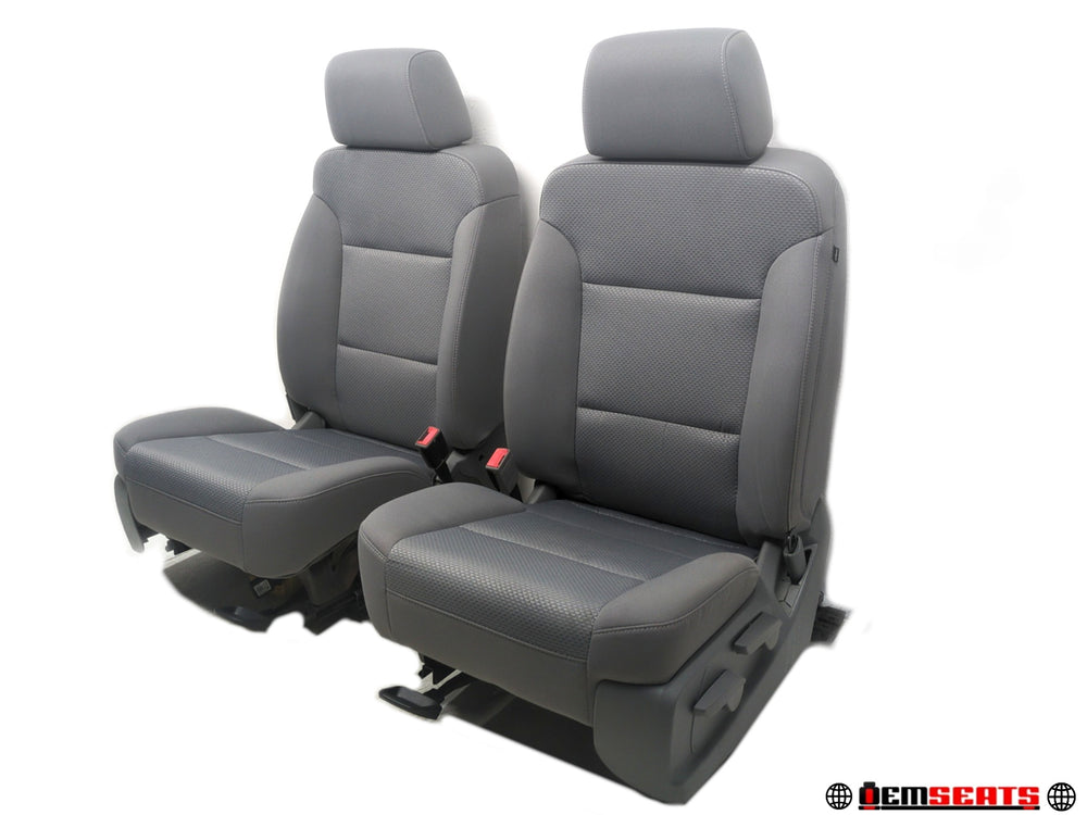 2014 - 2019 GMC Sierra Chevy Silverado Front Seats, Gray Cloth Manual #1331 | Picture # 1 | OEM Seats
