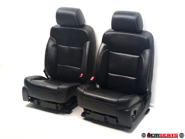 2014 - 2019 Sierra SLT Silverado LTZ Seats, Black Leather, Heated & Cooled #1474