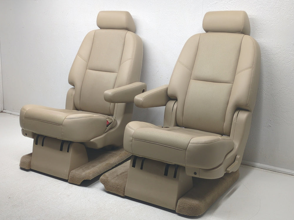 2007 - 2014 Chevy Suburban Yukon XL Rear Bucket Seats, Tan Leather, #1826 | Picture # 10 | OEM Seats