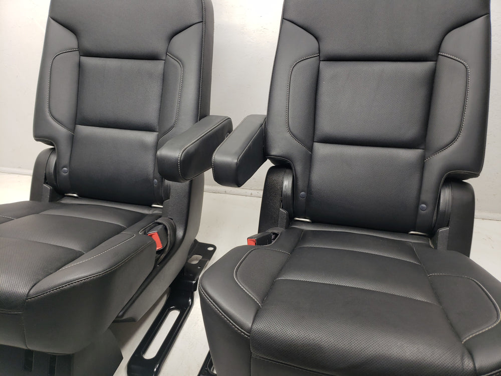2015 - 2020 Chevy Tahoe GMC Yukon Second Row Bucket Seats, Black Leather #1063 | Picture # 3 | OEM Seats