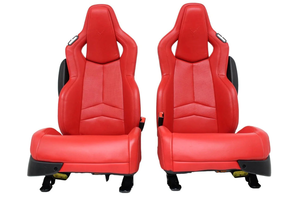C8 Corvette Seats GT1, 2020-2025 Chevy Red Leather, Powered Heated #901 | Picture # 1 | OEM Seats