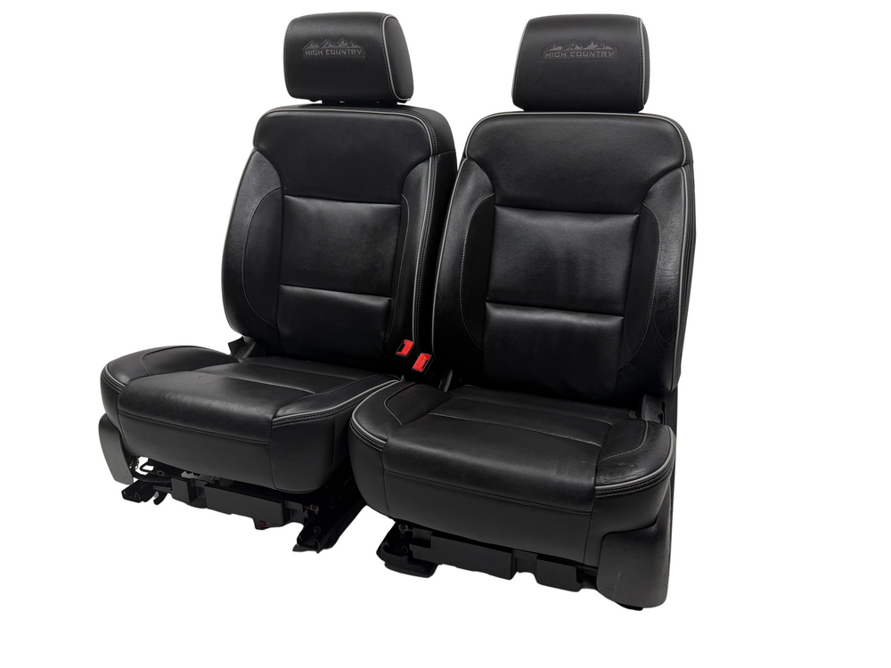 Chevy Silverado High Country Seats, 2014-2019 OEM Black Leather #3022 | Picture # 1 | OEM Seats