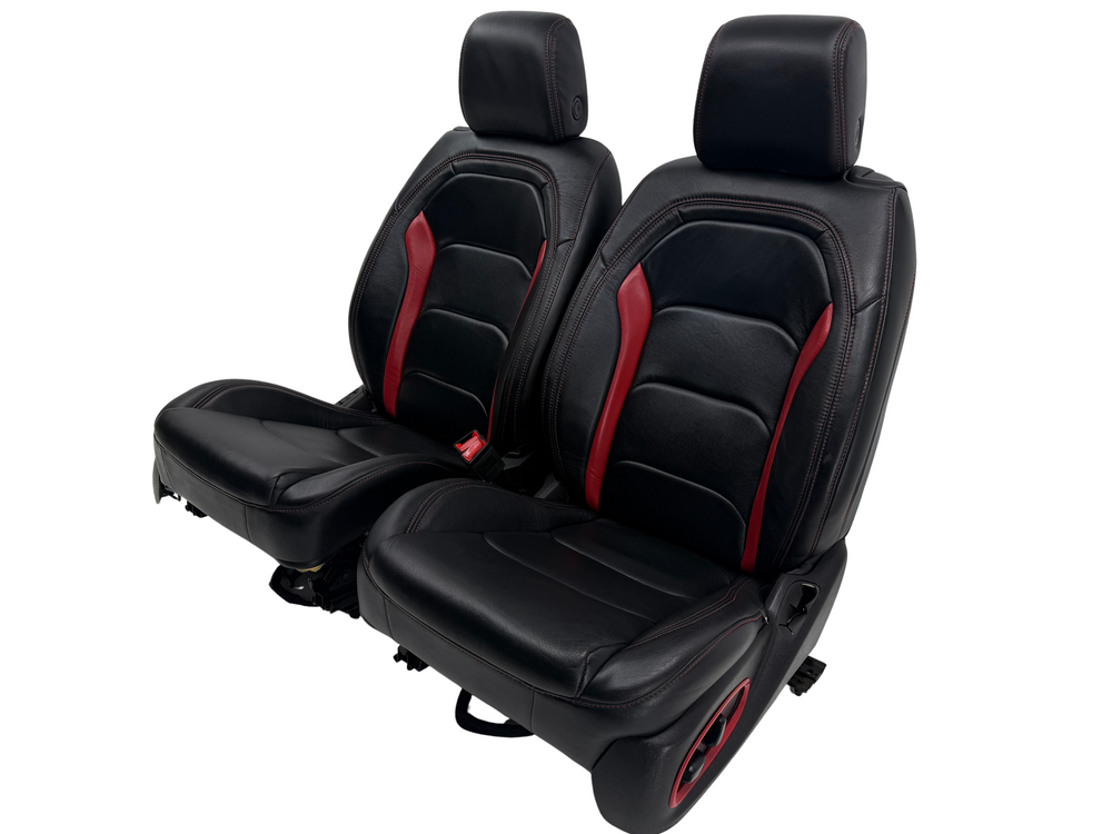 Camaro Seats 2016 - 2024, Katzkin Black and Red Leather Powered #3071 | Picture # 1 | OEM Seats