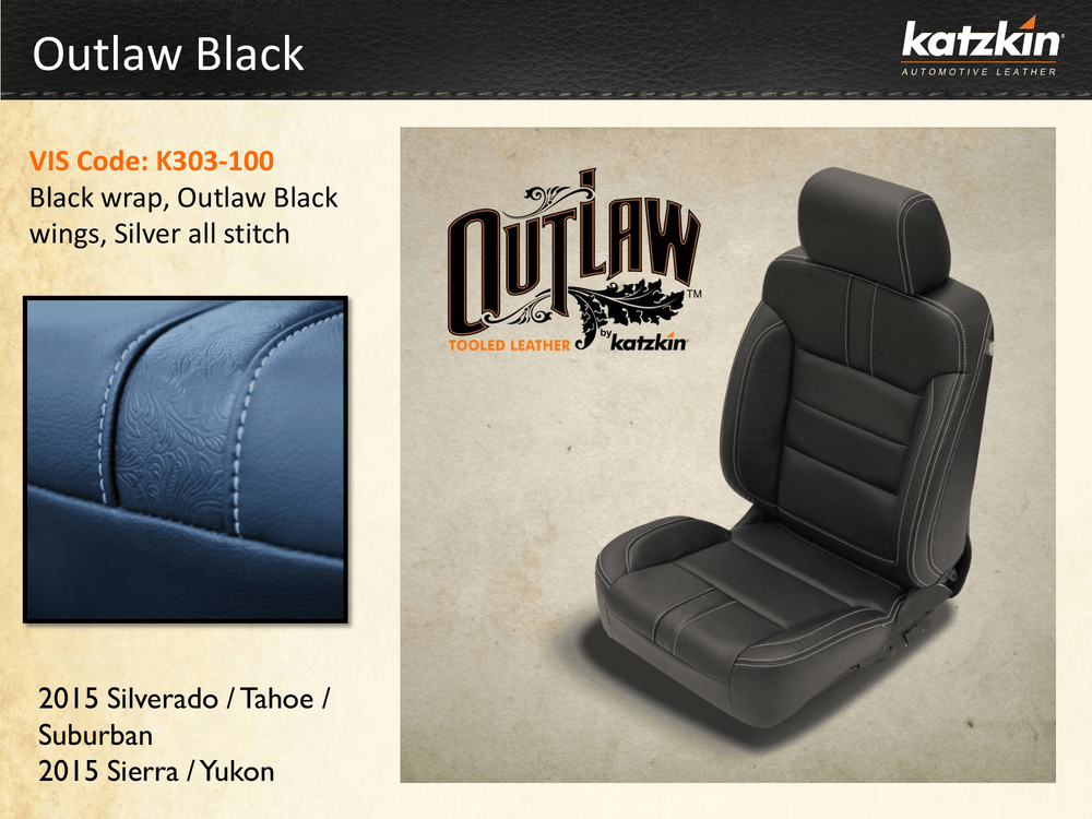 2014 - 2018 Chevy Silverado Seats, Outlaw Edition Custom Tooled Leather | Picture # 3 | OEM Seats