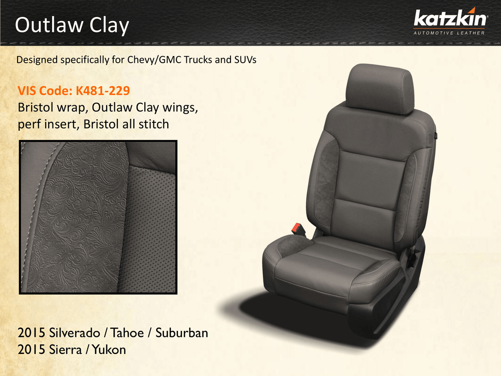 2014 - 2018 Chevy Silverado Seats, Outlaw Edition Custom Tooled Leather | Picture # 4 | OEM Seats