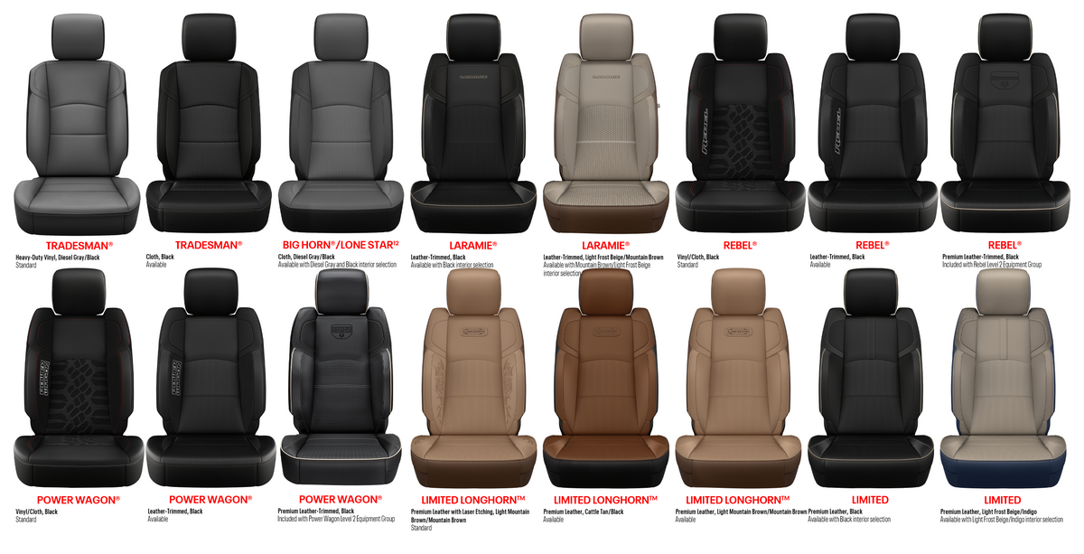 RAM Heavy Duty Seat Options and colors