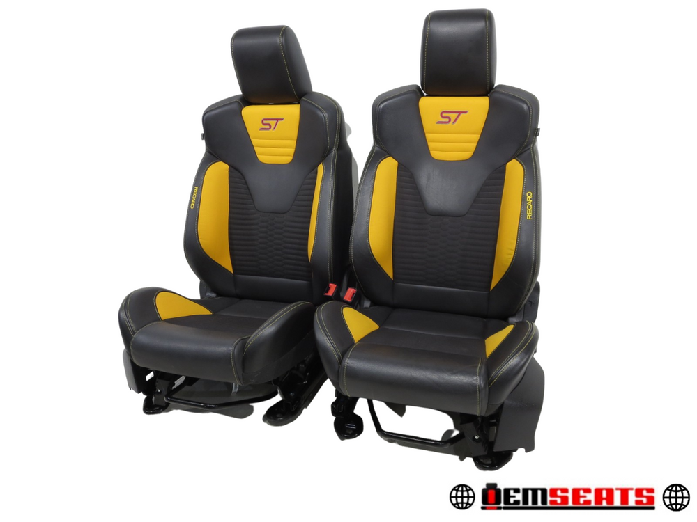 2011 - 2018 Ford Focus OEM Recaro Front and Rear Tangerine Yellow Seats #357i | Picture # 1 | OEM Seats