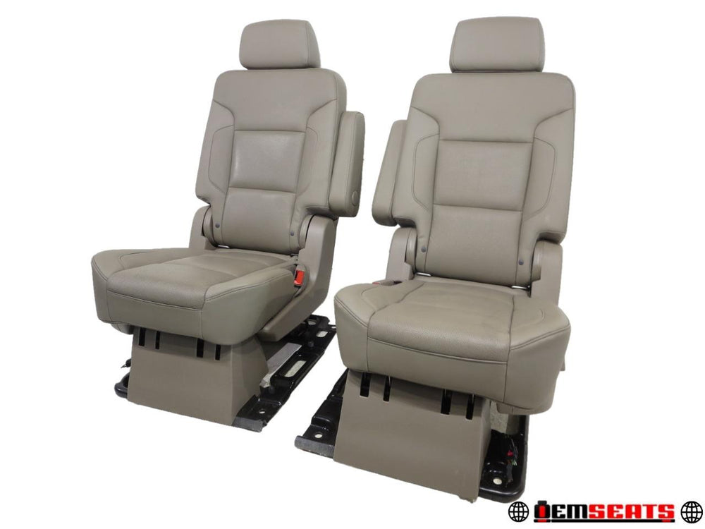 2015 - 2020 Yukon Xl Chevy Suburban Rear Bucket Seats Tan Leather #519i | Picture # 1 | OEM Seats