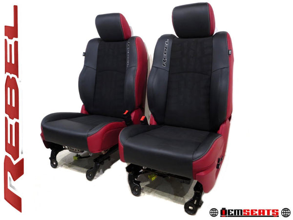 2009 - 2018 Dodge Ram Rebel Seats Radar Red with Black Inserts #527i