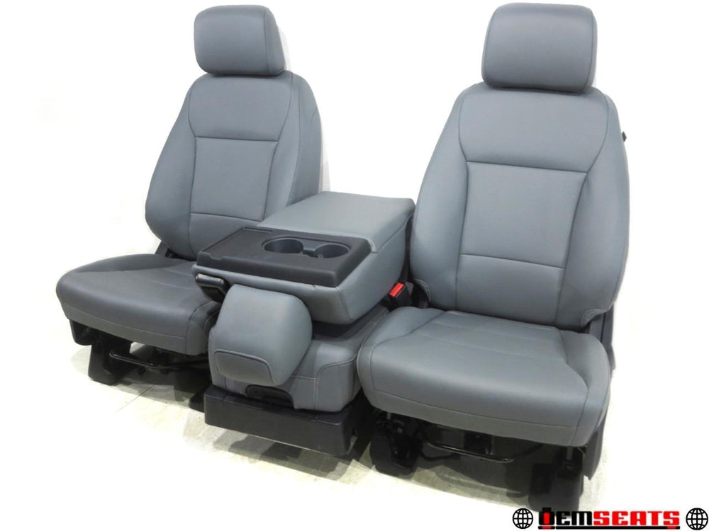 2015 - 2022 Ford F150 & Super Duty OEM Front Vinyl Seats Gray #562i | Picture # 1 | OEM Seats