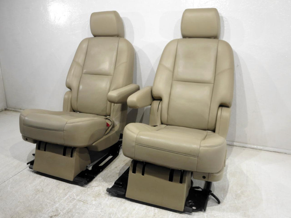 2007 - 2014 Tahoe Yukon Escalade Second Row Rear Bucket Seats, Tan Leather #566i | Picture # 7 | OEM Seats