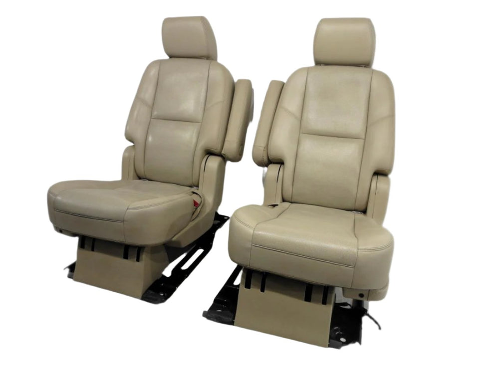2007 - 2014 Tahoe Yukon Escalade Second Row Bucket Seats, Tan Leather #566r | Picture # 1 | OEM Seats